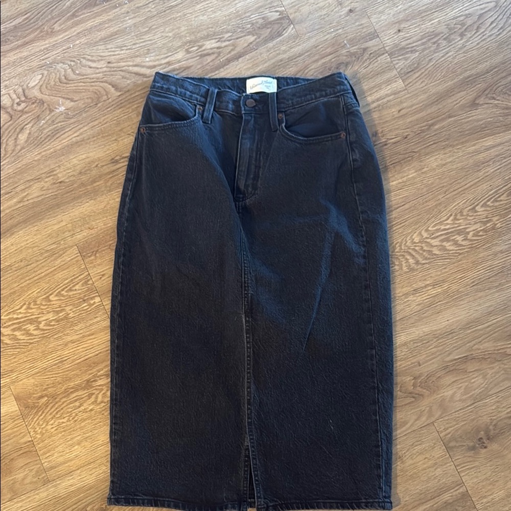 Black Denim Midi Skirt